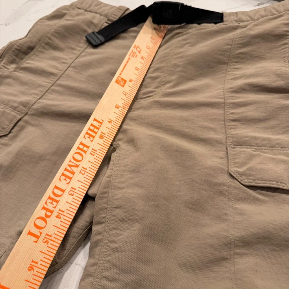 The North Face Men Convertible Hiking Pants Khaki Tan Zip Off Cargo Belted 32x29
